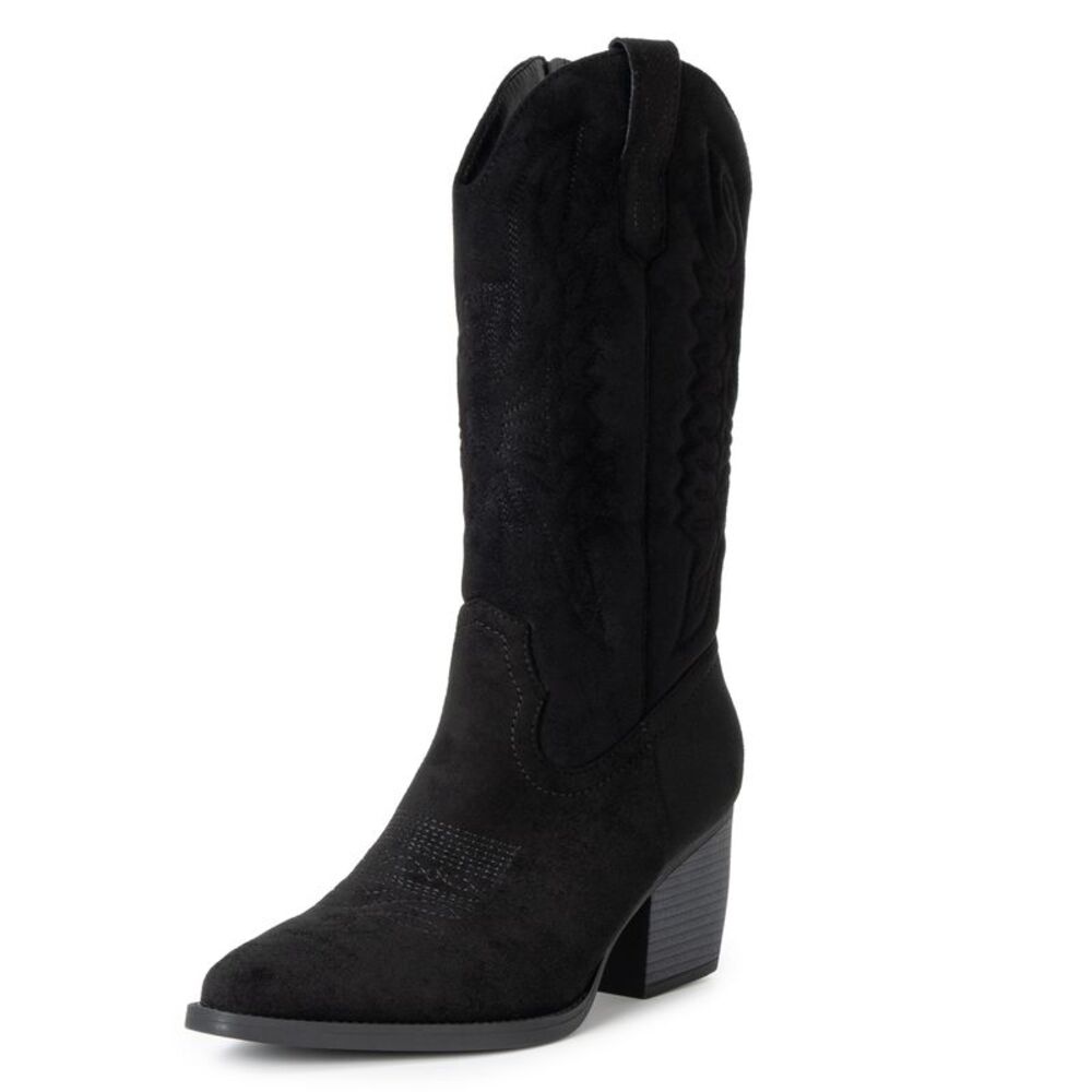 Alpine Swiss Sadie Womens Cowboy Boots Mid Calf Block Heel Western Cowgirl Boots